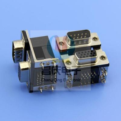 D-SUB 9M-15F 90度 铆锁